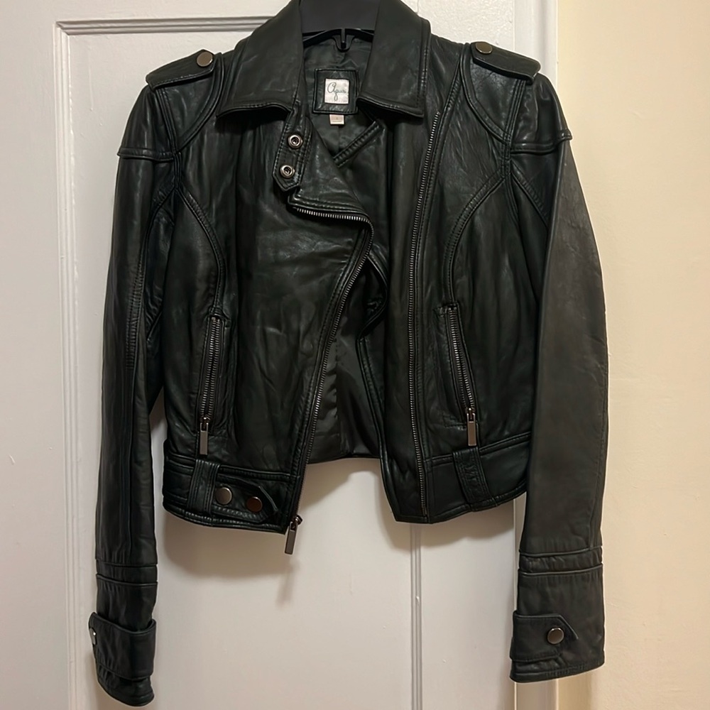 Aqua  Leather Moto Crop Jacket